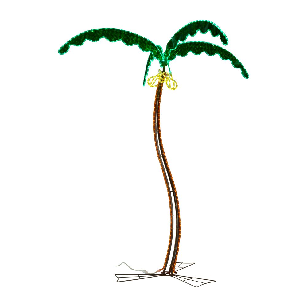 LongLife Green 7-Feet Decorative Palm Tree Light - with Coconuts Super Bright LED Rope Light for Indoor and Outdoor Use