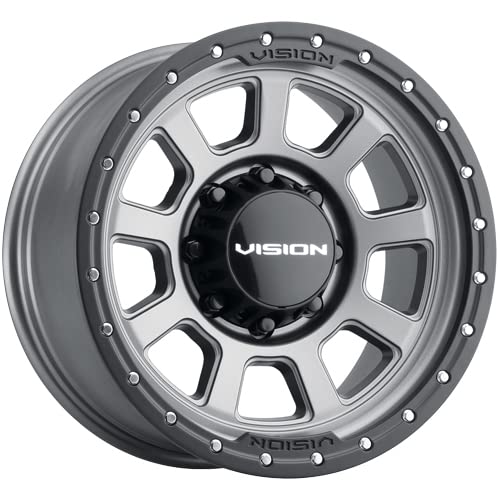 350 OJOS Vision Custom Wheel - 20x9, 12 Offset, 8x180 Bolt Pattern, 124.2mm Hub - Satin Gray with Satin Black Lip Rim