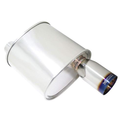 Megan Racing 2.5" MR-MU-FRT-VO Muffler Pipe/3.5" Single Burnt Roll Tip