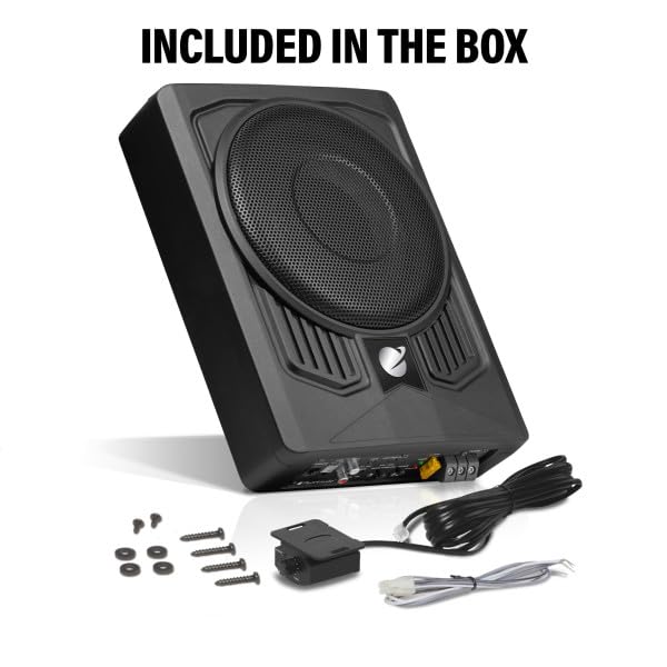 8 Inch Planet Audio P8AW Powered Under Seat Car Subwoofer - 800 Watts Max, Single 4 Ohm Voice Coil, Built-in Amp Package, Remote Subwoofer Control