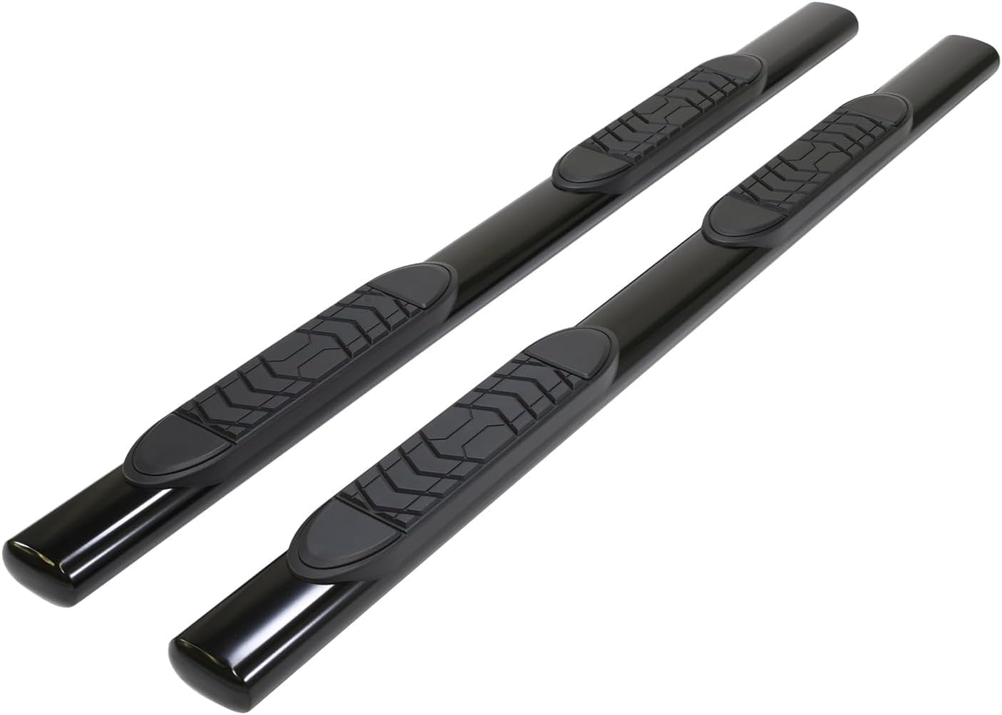 Chevrolet Silverado 1500 Crew Cab Fits Nerf Bar 2007-2018 Straight 5 Inch Oval Black Powder Coated Steel Side Steps Rocker Panel Mount Set of 2 Running Boards TrailFX A7038B