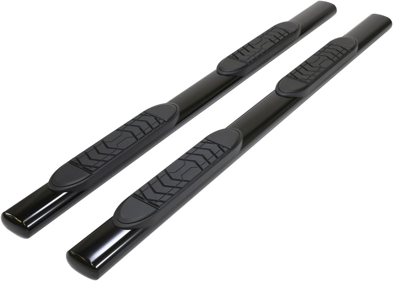 Chevrolet Silverado 1500 Crew Cab Fits Nerf Bar 2007-2018 Straight 5 Inch Oval Black Powder Coated Steel Side Steps Rocker Panel Mount Set of 2 Running Boards TrailFX A7038B