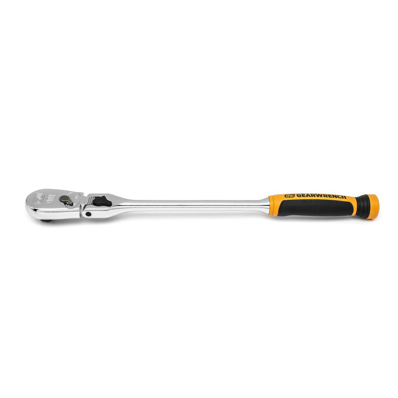 GEARWRENCH 90 Tooth 1/2" Drive Dual Material Locking Flex Head Teardrop Ratchet 17" - 81371T, Multi, One Size