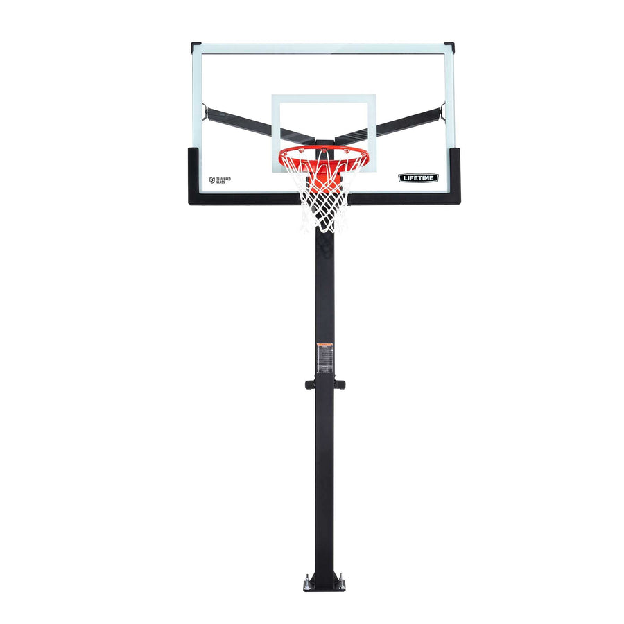 Mammoth 60" Lifetime Deluxe In-Ground Basketball Hoop, Adjustable Height Mammoth Lift, Tempered Glass Backboard Bolt Down System