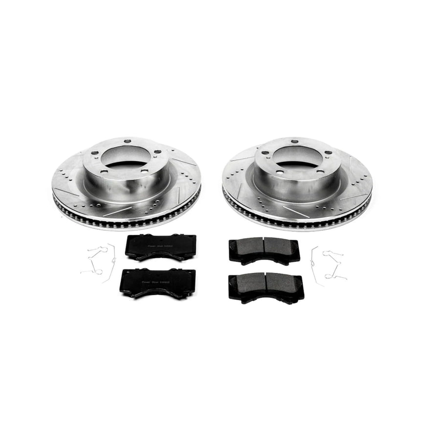 Power Stop K4696 Z23 Carbon Fiber Brake Pads with Drilled & Slotted Brake Rotors Kit For Lexus LX570, Lexus LX570, Toyota Land Cruiser, Toyota Land Cruiser [Model Specific]