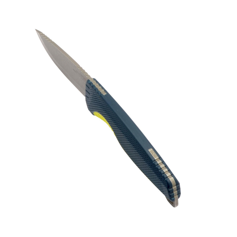 SOG Aegis FX Outdoor Survival Fixed Blade Knife | CRYO 4116 Krupps Steel | GRN Rubber Handle | UMS Sheath, Indigo/Acid Yellow