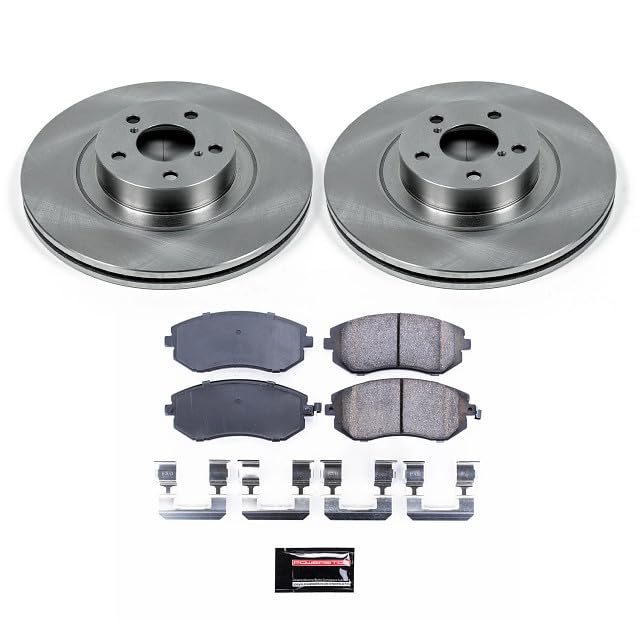 POWERSTOP Front KOE3038 Autospecialty Brake Kit OE Replacement Brake Rotors and Ceramic Brake Pads For Subaru Baja Forester Impreza Legacy Outback WRX [Application Specific]
