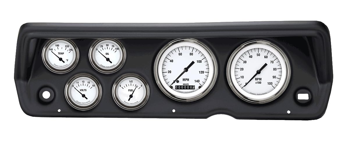 Classic Instruments White Hot CDDU70WH01BL Direct Fit 6 Gauge Set Compatible with 1970-1976 Duster