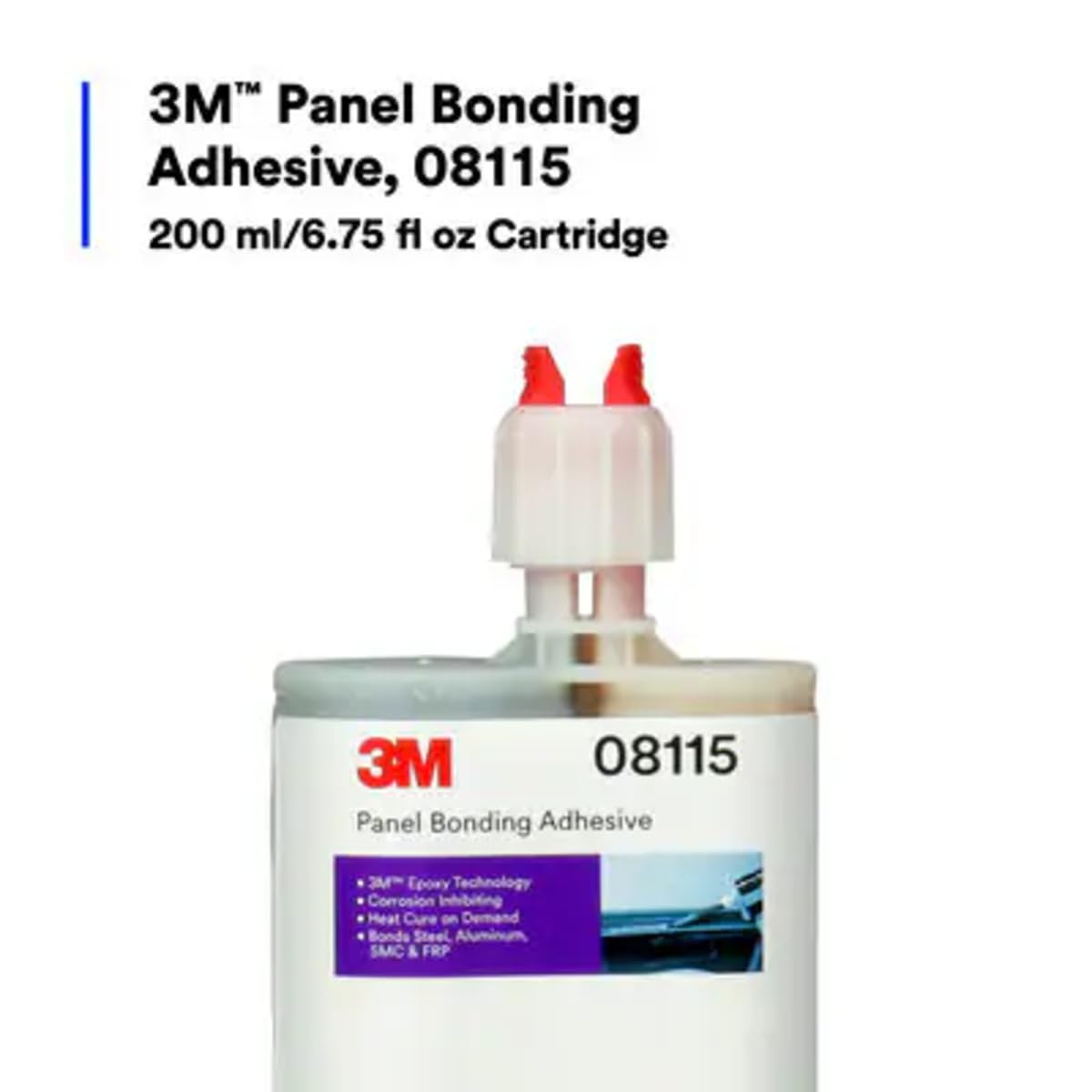 3M 08115 Panel Bonding Adhesive, OEM Recommended Two-Part Epoxy, 200 mL Cartridge, Bonds Metal & Composites for Auto Body Panel Repair (1 Cartridge)