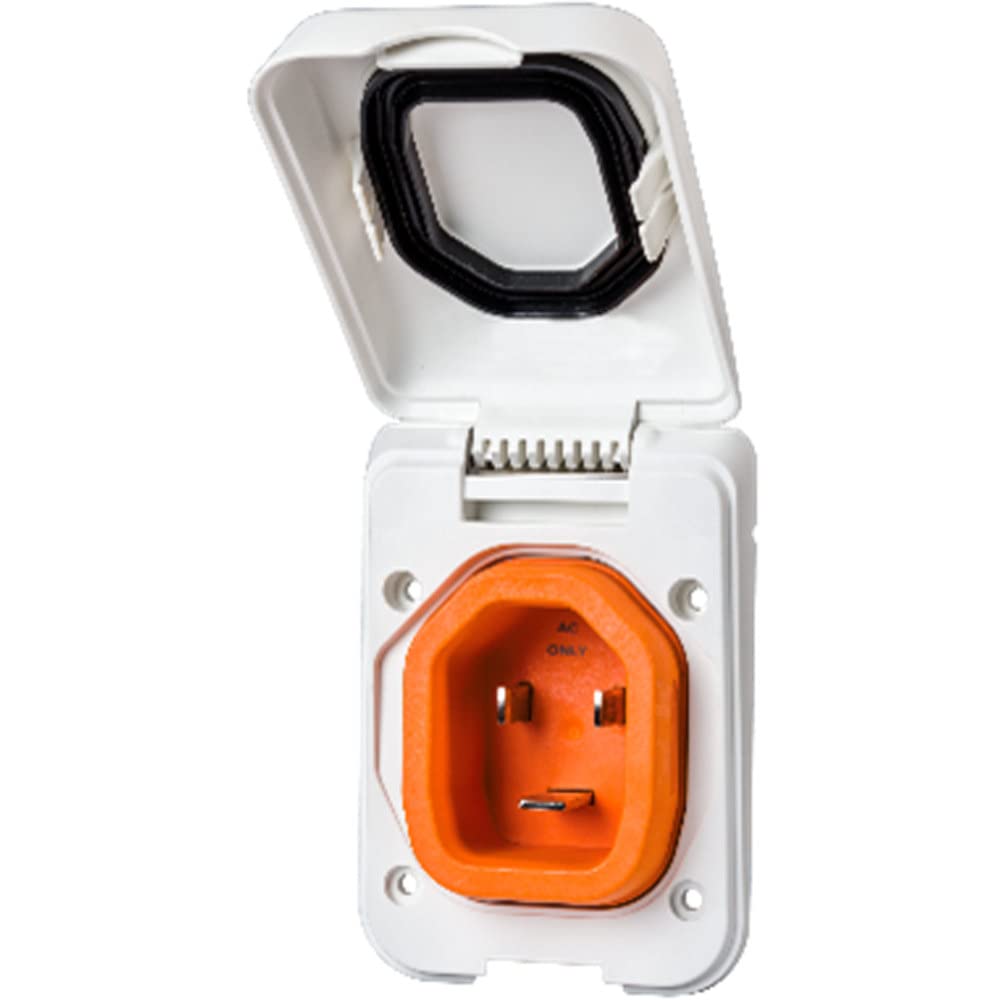 RV/Boat & Camper Shore Power Combo Kit - SmartPlug B16ASSYPW 16A 125V Female Connector & Non-Metallic Inlet Receptacle, Durable Weatherproof Electrical Connectors Kit