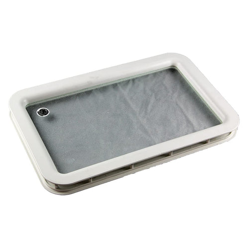Lippert Components RV Entry Door Replacement Inner & Outer Radius Window Frame, White, with Seal and Glass for 5th Wheel RVs, Travel Trailers and Motorhomes, Obscure Pane, High-Impact Polystyrene - 363369