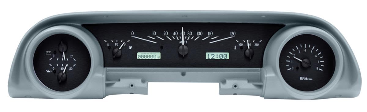 Dakota Digital VHX-63F-GAL-K-W Analog Dash Gauge System Black Alloy Compatible with Ford 1963-64 Galaxie White Backlighting