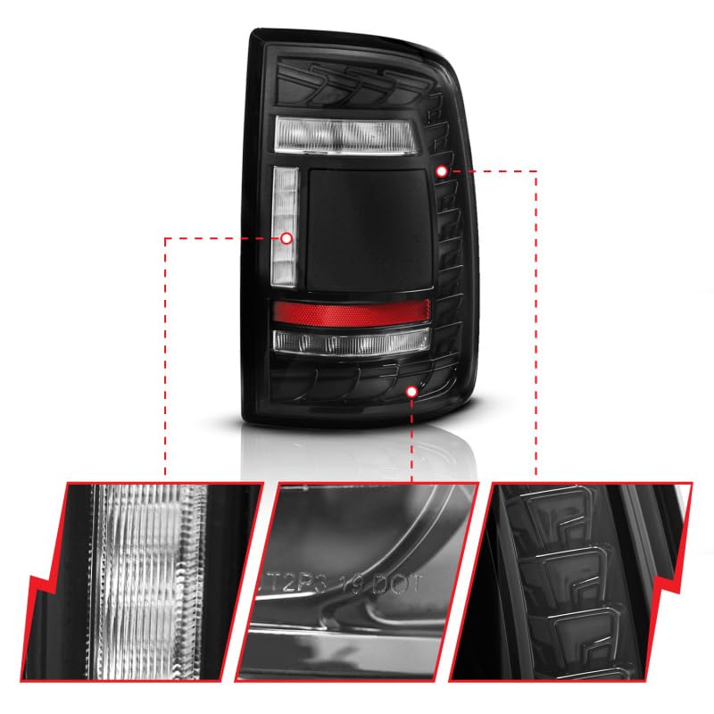 19-24 RAM 2500/3500 ANZO Full LED Tail Lights SeqSig Black - Pair