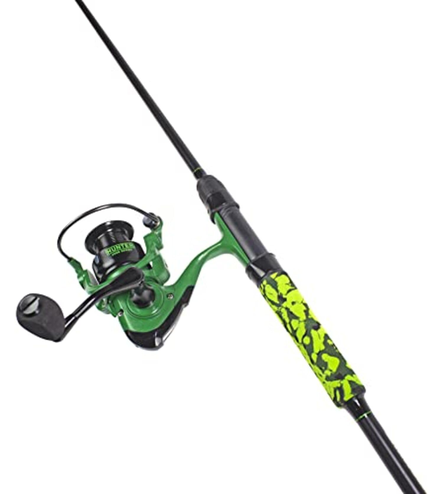 Lunkerhunt Hunter Fishing Rod and Reel Combo 6 Feet 8 Inches | Spinning Reel Right and Left | Lightweight Fishing Rod Combo Atomic Hunter | Premium Medium Power Fishing Pole with EVA Camouflage Grip