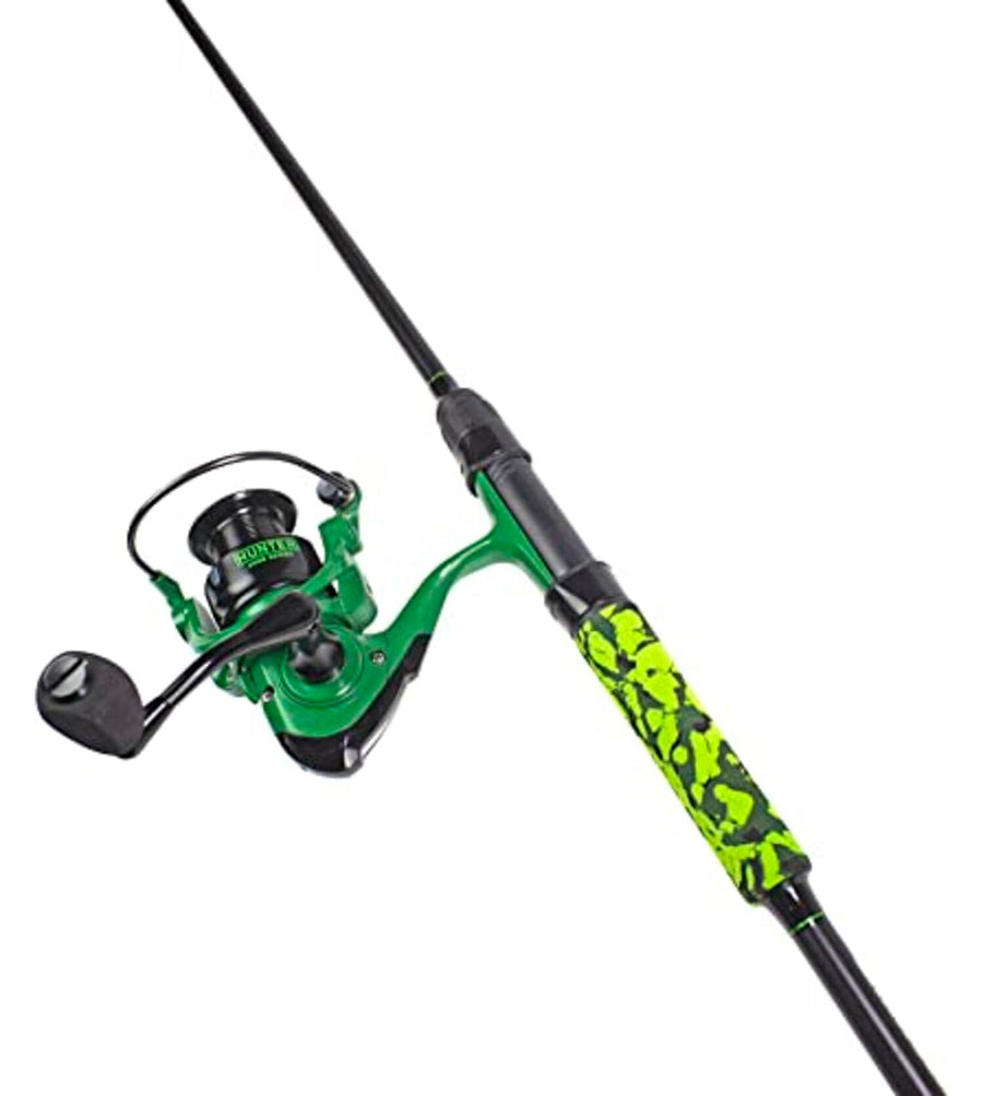 Lunkerhunt Hunter Fishing Rod and Reel Combo 6 Feet 8 Inches | Spinning Reel Right and Left | Lightweight Fishing Rod Combo Atomic Hunter | Premium Medium Power Fishing Pole with EVA Camouflage Grip