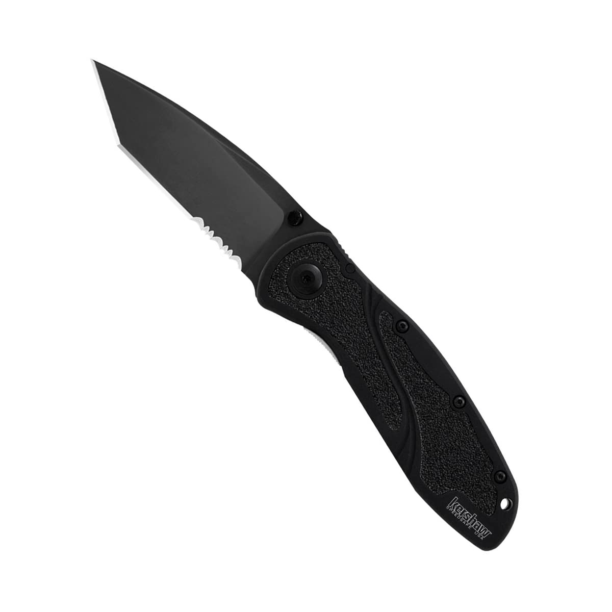 Kershaw Tanto Blur Black Pocketknife, 3.4" Sandvik 14C28N Stainless Steel Recurved Blade, Assisted Thumb-Stud Opening EDC