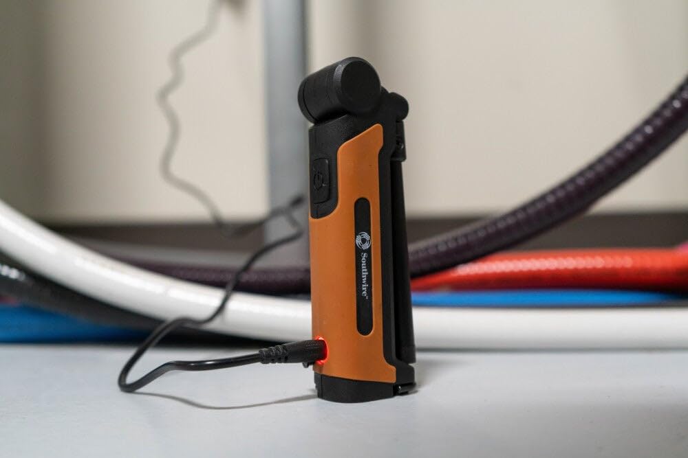 200-Lumen Southwire SL20RSW Folding Rechargeable LED Handheld Flood Light, 360° Pivoting Head, 4 Light Modes, Magnetic Base and Hanging Hook, Includes a Carry Case with Belt Clip, 1M Drop Tested