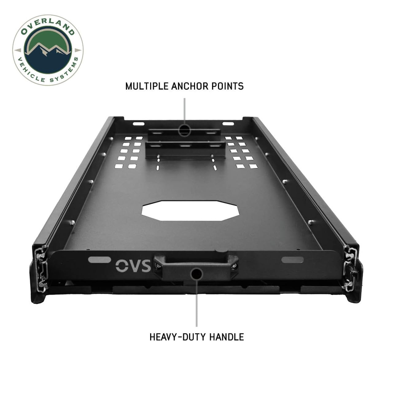 Heavy Duty Overland Vehicle Systems Fridge Slide - Weather Resistant Black Powder Coat Universal Fitment - Aircraft Grade Aluminum and Stainless Steel Hardware