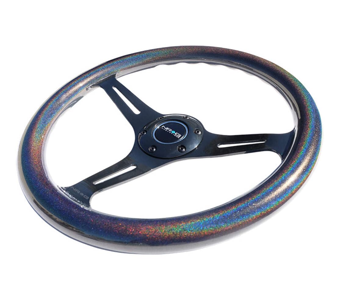NRG Innovations Classic Wood Grain NRG-ST-015BC-CN Steering Wheel- 350mm 25mm Deep, 3 Black Spokes- Pearlescent Paint Grip