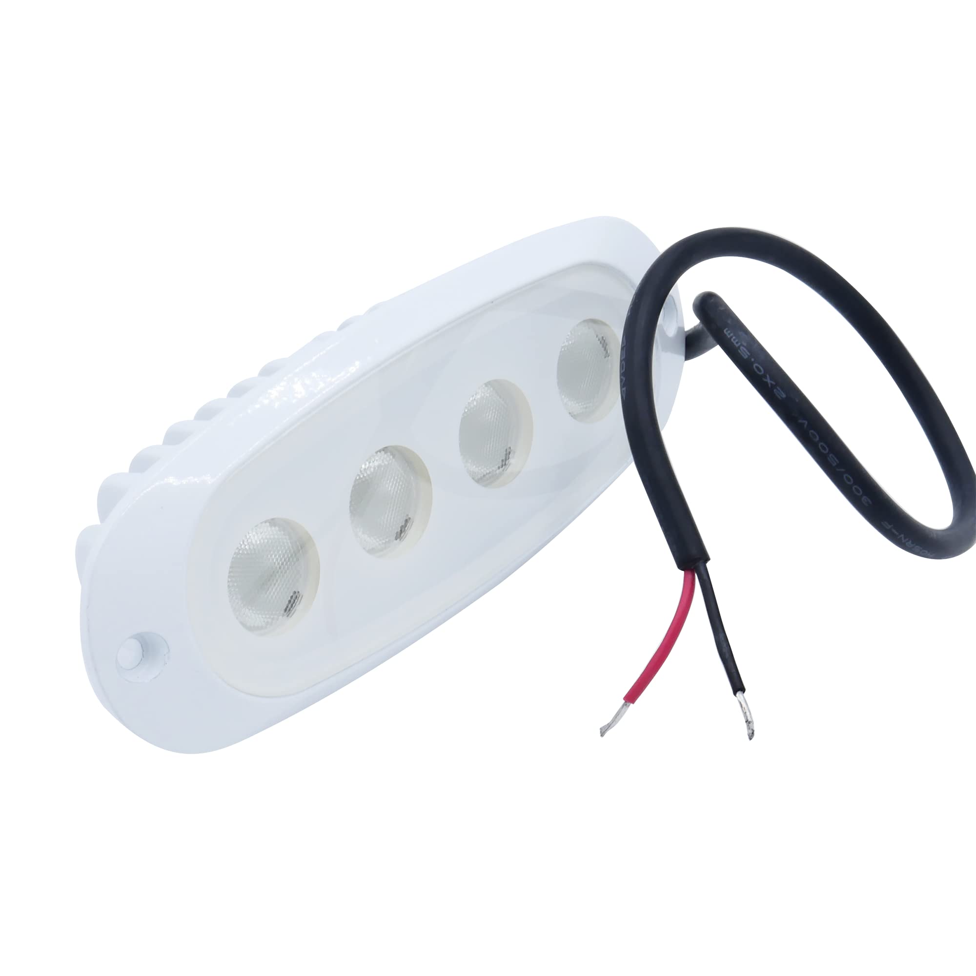 T-H Marine LED Spreader Light – Super Bright Oval Recessed Mount 4-Element Flood Deck Light for T-Top Enclosures – Powder Coated Aluminum Marine Deck Light – White, 5.875" x 1.75" x 1.625"