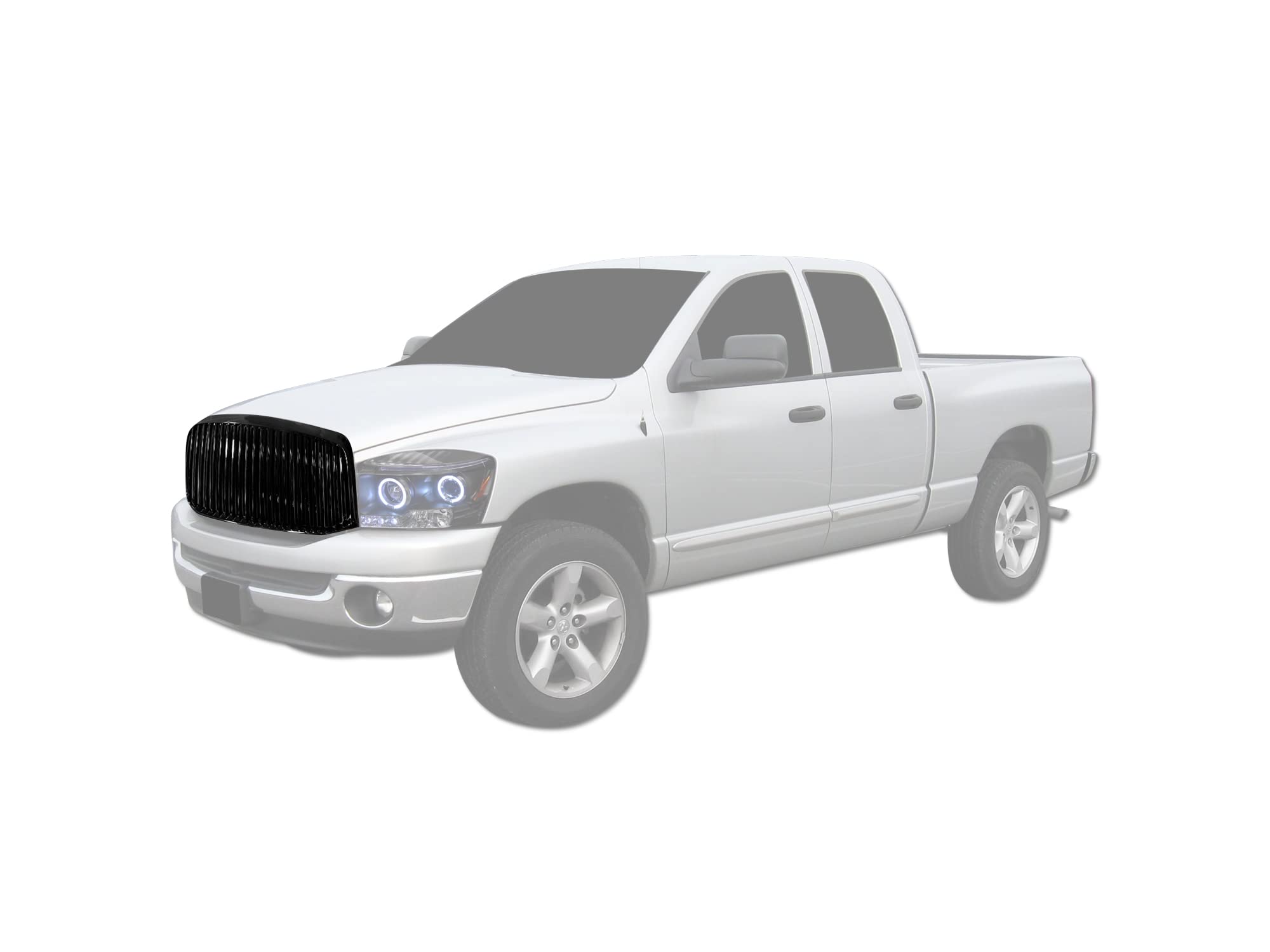 Vertical Front Hood Grille Armordillo USA - Gloss Black Fits 2006-2009 Dodge Ram 2500/3500