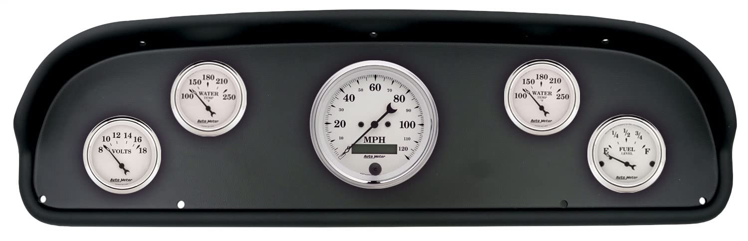 AutoMeter Dash Kit Direct Fit, (3 3/8" X1, 2 1/16" X4), Ford F100 57-60, Old-TYME White (2100-08)