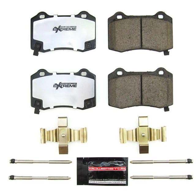 Power Stop Z26 Street Warrior Z26-1053B Rear Carbon Fiber Ceramic Brake Pads with Hardware For Dodge Durango 2018-2022, Jeep Grand Cherokee 2018-2021 [Model Specific]
