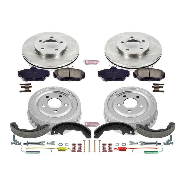 Power Stop Autospecialty KOE15101DK Front and Rear Replacement Brake Kit-OE Brake Drums & Ceramic Brake Pads For Ford Taurus 1994-2000 | Mercury Sable 1994-2000 [Vehicle Specific]