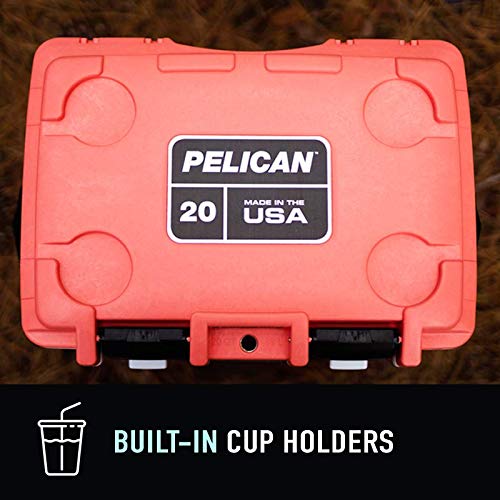 Pelican Elite Cooler 20QT (Pacific Blue/Seafoam/Orange) | 15 Can or 4 Wine Bottle Capacity with Ice | 2 Day Ice Retention | Guaranteed for Life