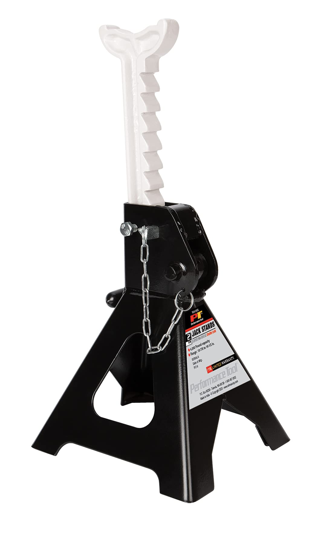 Heavy Duty Performance Tool W41002 Steel Jack Stands with Self-Locking Rachet and Double-Locking Pin, 2-Ton Capacity (Pair)