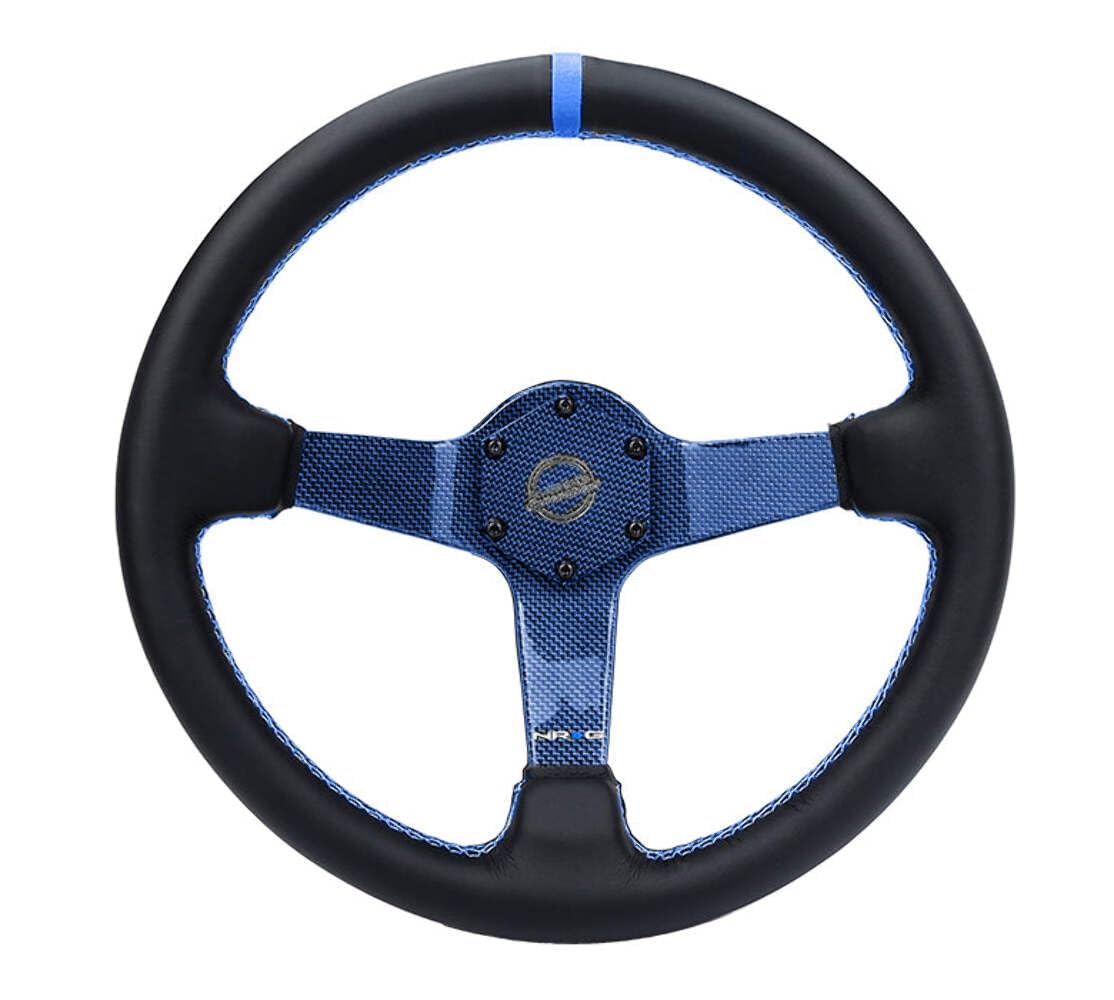 NRG Innovations Carbon Fiber Steering Wheel NRG-RST-036CF-BL 350mm Blue Carbon Fiber, Blue Stiching, Blue Center Mark, Leater