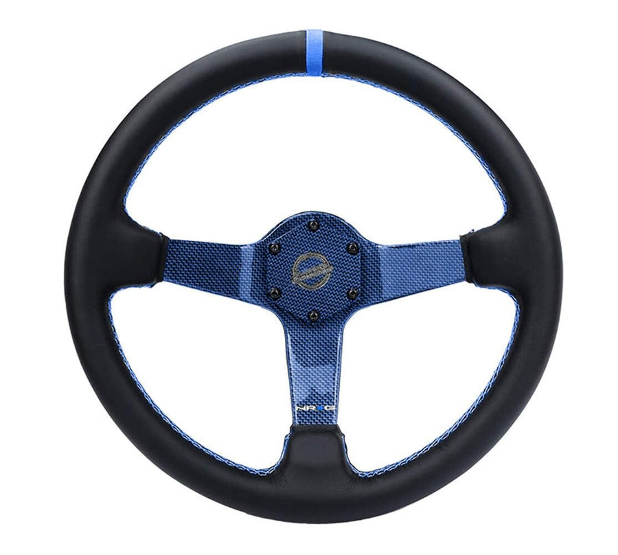 NRG Innovations Carbon Fiber Steering Wheel NRG-RST-036CF-BL 350mm Blue Carbon Fiber, Blue Stiching, Blue Center Mark, Leater