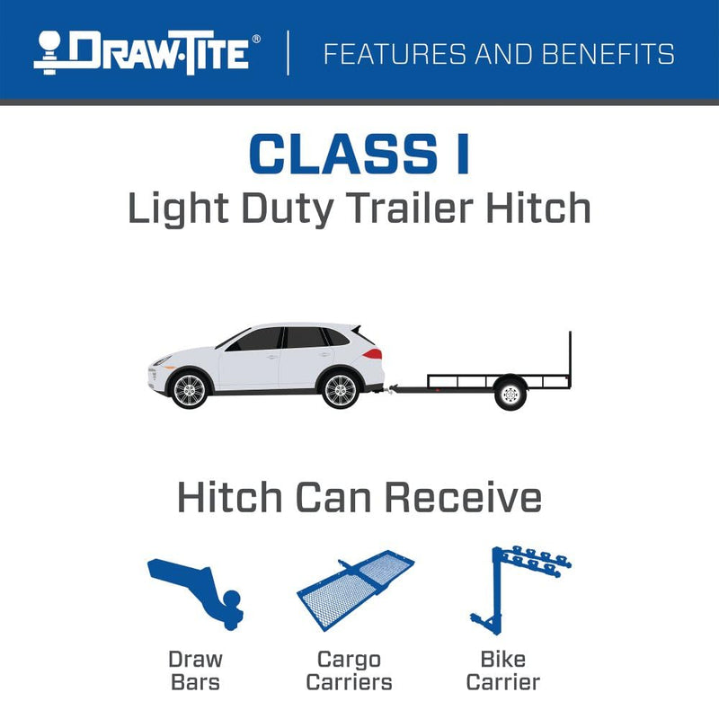 25002 Draw-Tite Class 1 Trailer Hitch, 1-1/4-Inch Receiver, Black, Compatible with 2022-2023 Chevrolet Bolt EV.