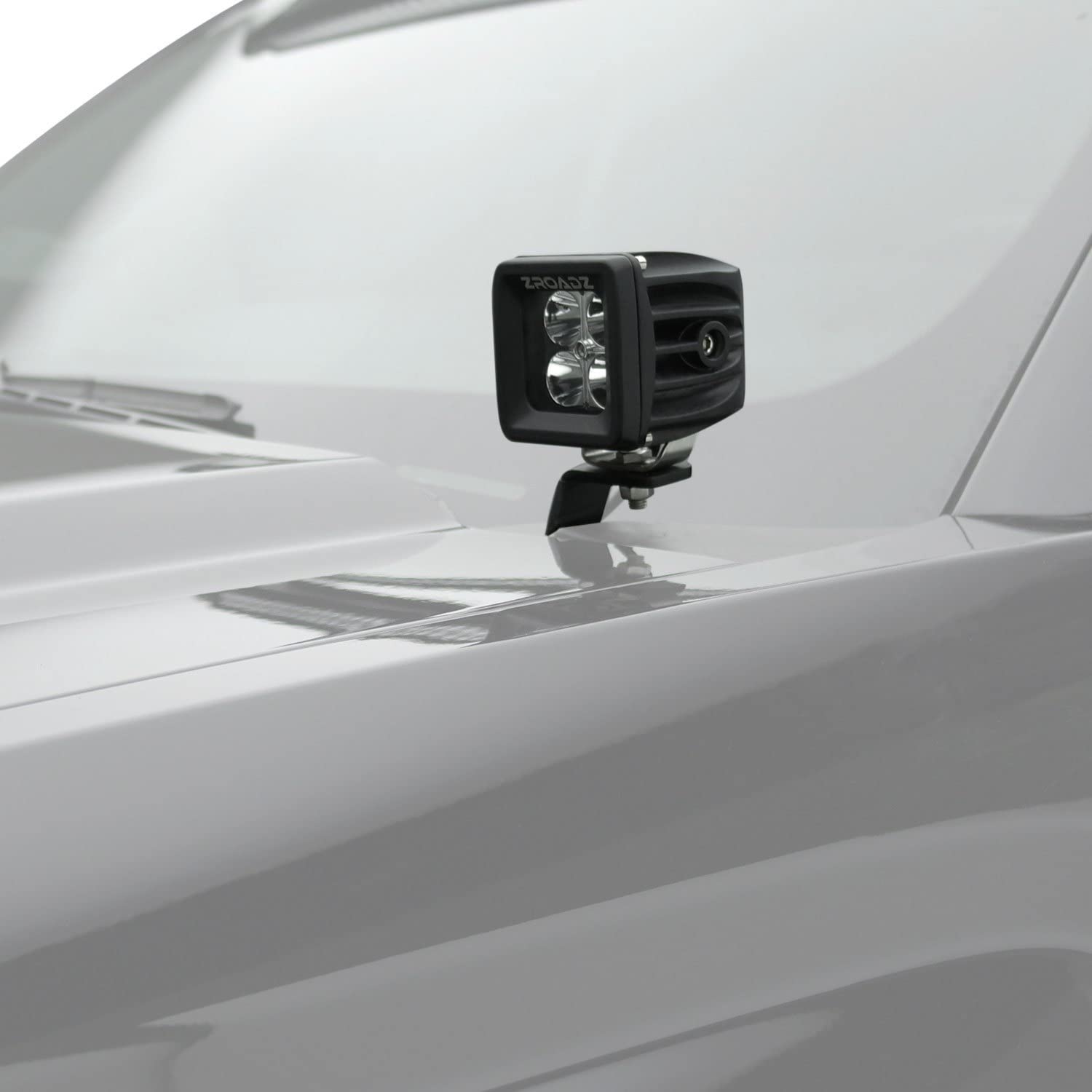 ZROADZ LED Kit Ditch Hood Hinge - Compatible w/ 2015-2017 Ford F150 - Incl. (2) 3 Inch Pod Lights - Mild Steel Gloss Black Finish - Bolt-On Easy Installation - PN #Z365731-KIT2