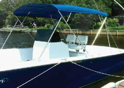 Carver Covers 3 Bow Bimini Top 604A10 79-84In Cad Gray Canvas Made by Carver Covers