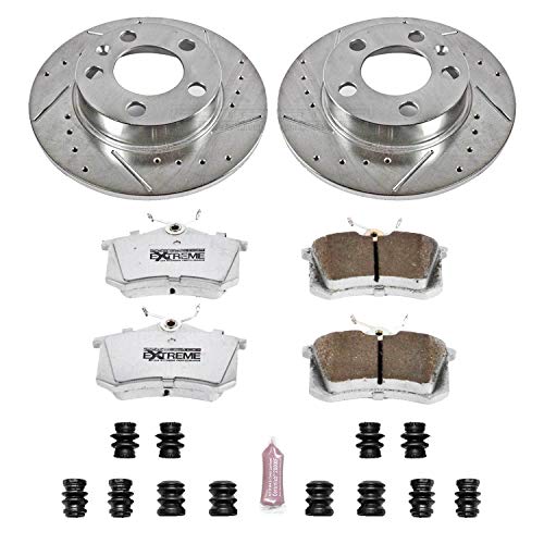 Power Stop K847-26 Brake Pads Rear Z26 Carbon Fiber with Drilled & Slotted Brake Rotors Kit