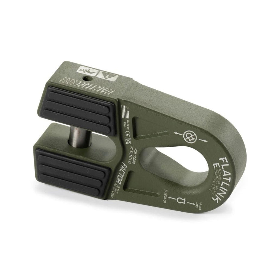 Flatlink E (Expert) Factor 55 00080-14 Replaces Conventional Winch Hook with a Stronger Shackle/D-Ring Mount Maximum Load 16,000 lb Ultimate Failure Greater Than 40,000 lb – OD Green