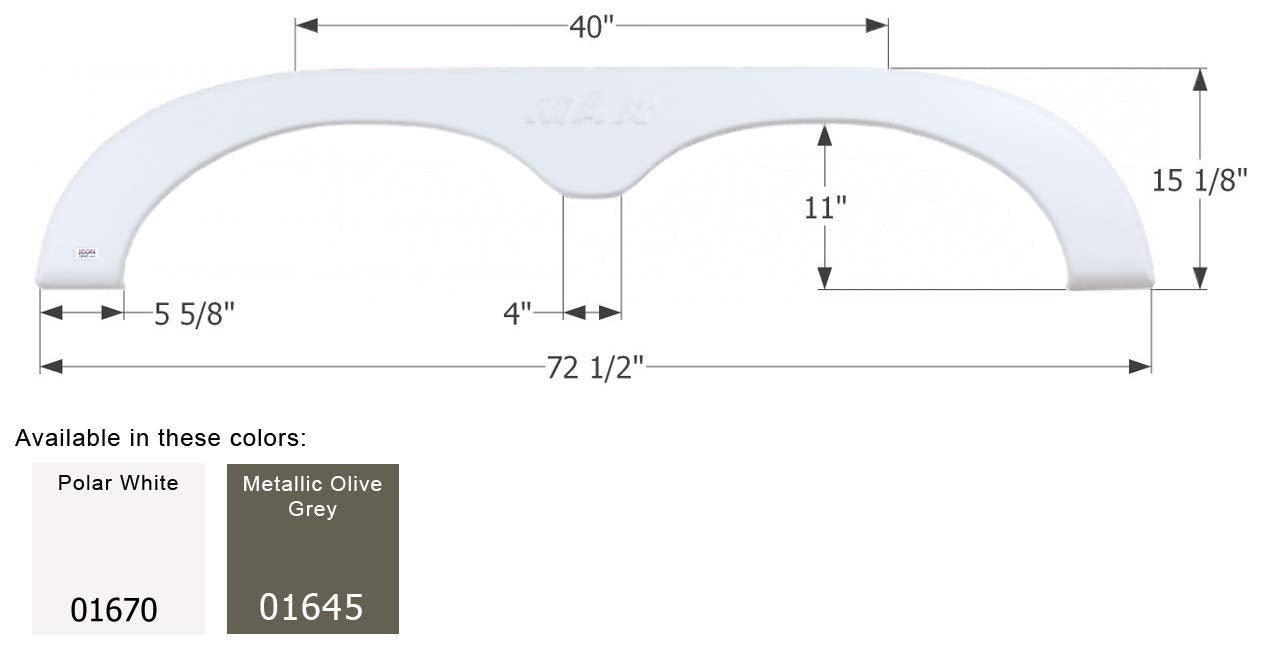 Tandem Axle Fender Skirt ICON 01670 FS781 for R-Vision - Polar White