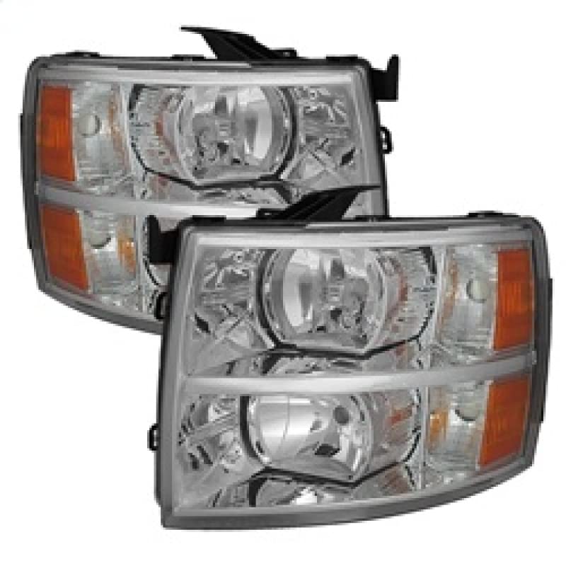 Chevy Silverado 1500/2500/3500 Chrome Crystal Headlight - Pair Spyder Auto (HD-JH-CS07-AM-C)