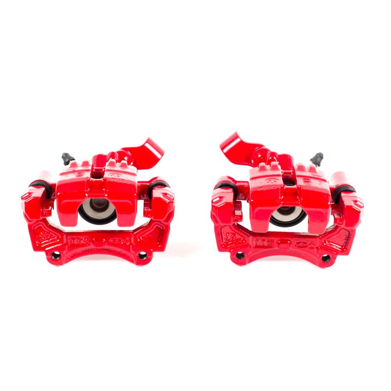 Power Stop S2738 Rear Pair of High-Temp Red Powder Coated Calipers For Mazda Miata 2001-2005 [Model Specific]