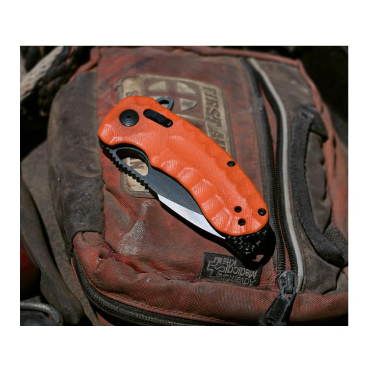 SOG KIKU XR LTE Folding Knife Lightweight Outdoor Ambidextrous Large-Format | CTS XHP Steel Blade | XR Locking Mechanism, Orange G10