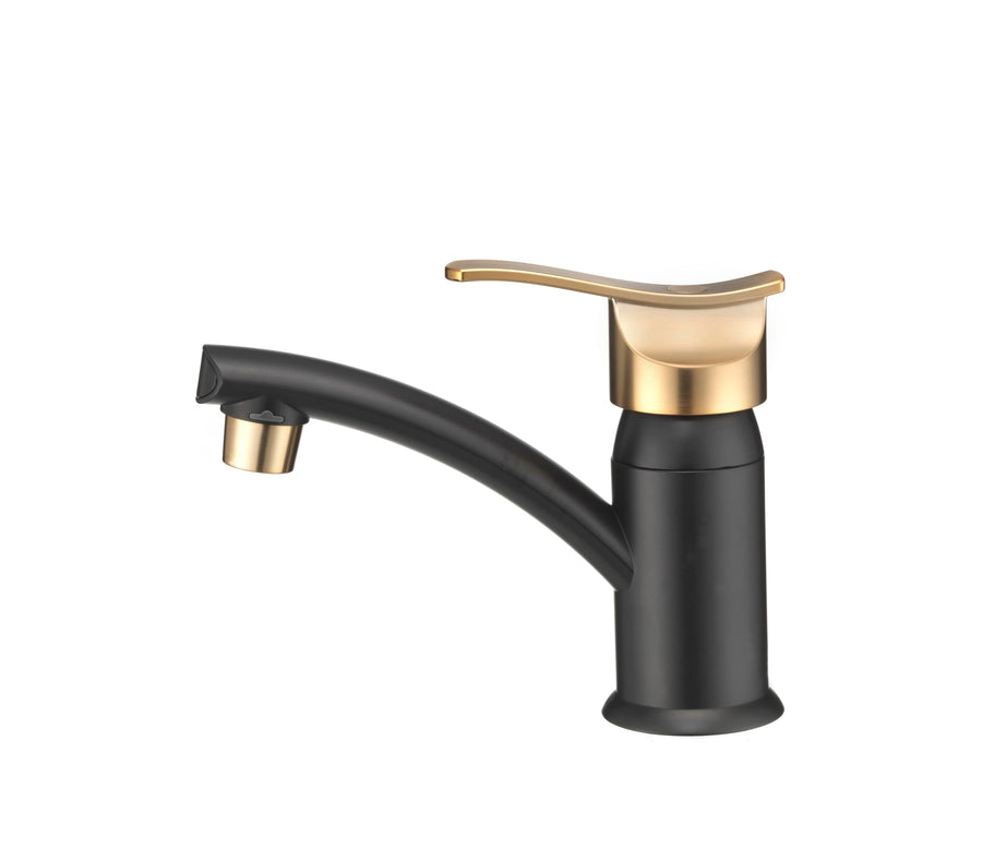 Dura Faucet Streamline RV Single Lever Centerset Lavatory Sink Faucet (Matte Black/Rose Gold)