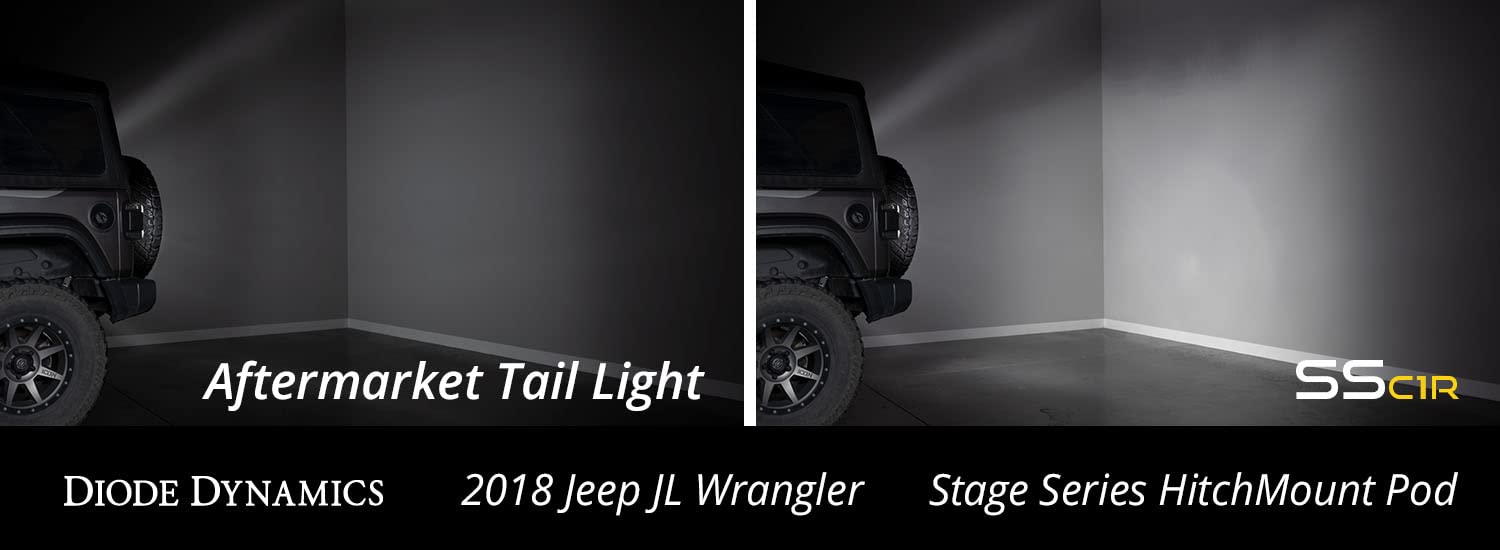 HitchMount Diode Dynamics Reverse Light Kit compatible with Jeep Wrangler 2018-2026, C1