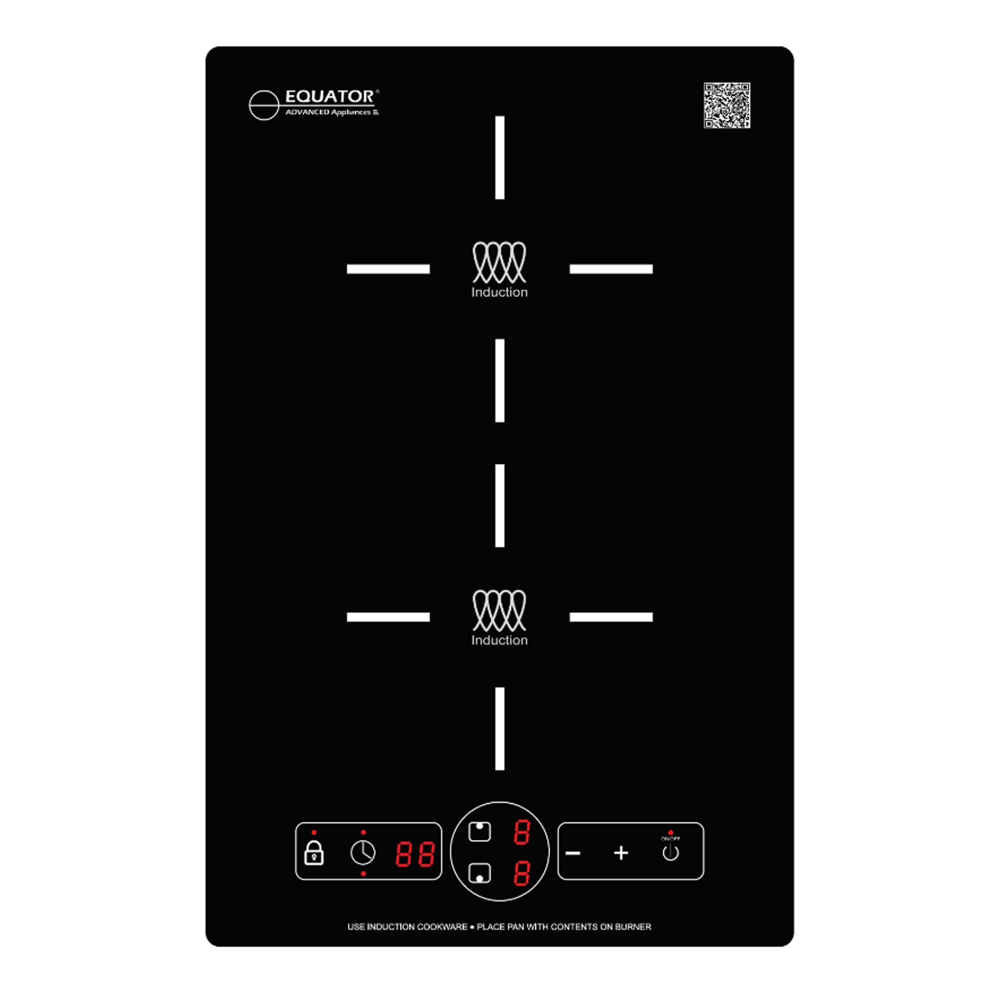 13" VERTICAL Equator Advanced Appliances 2-BURNER Induction Cooktop 9 POWER Built in/Freestand 110V