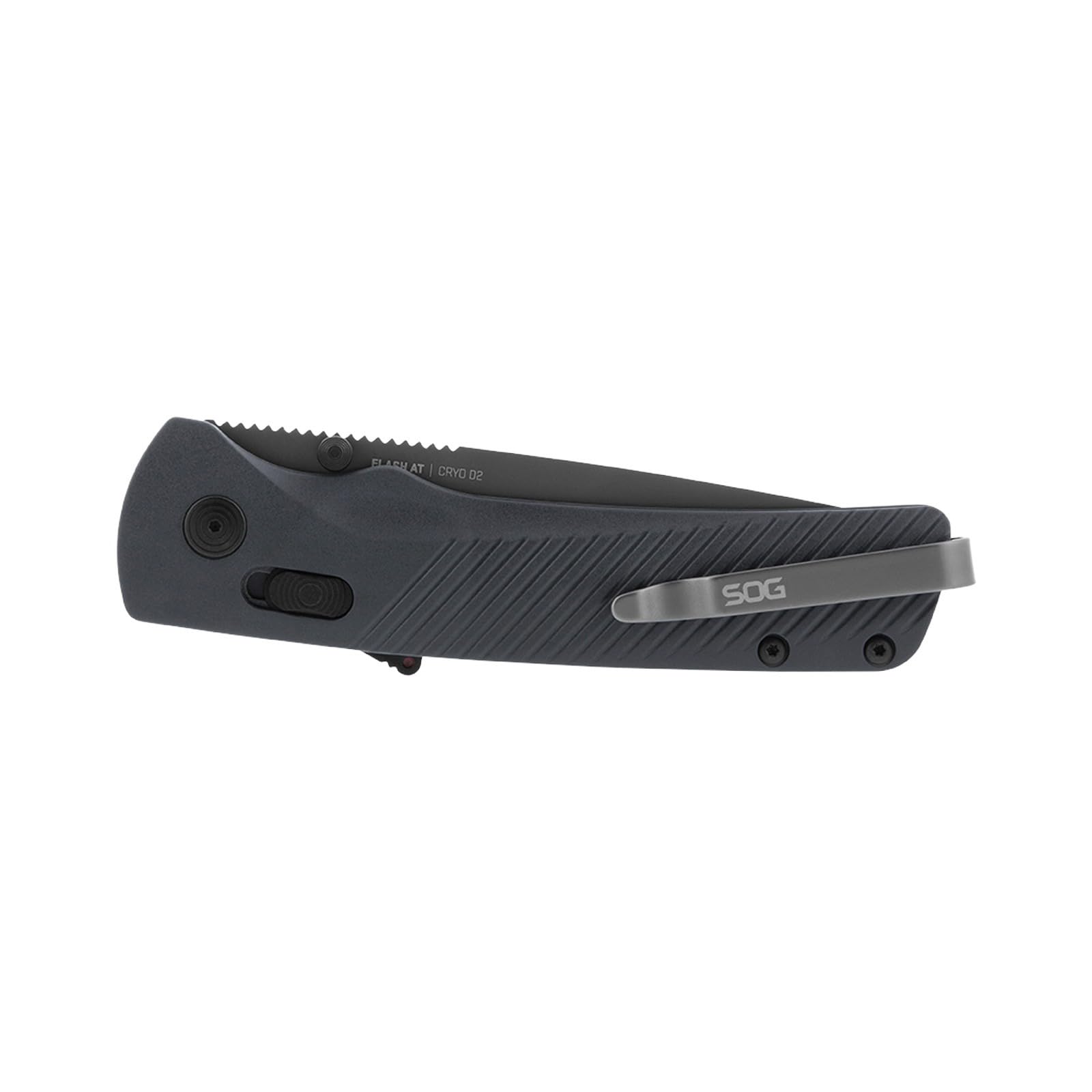 SOG Flash AT Ambidextrous Daily Carry Straight Pocket Folding Knife| Ergonomic Handle & Deep-Carry Clip | D2 Steel Blade, Urban Grey