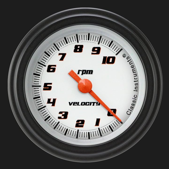 Velocity White Classic Instruments 2-1/8" Tachometer VS183WBLF