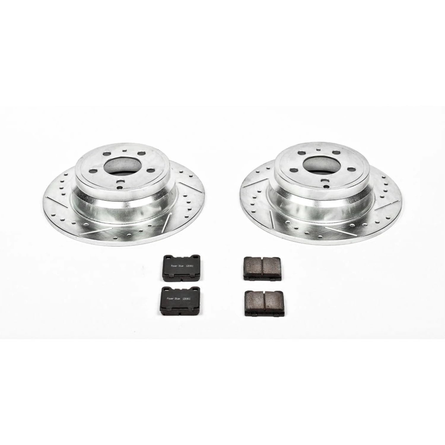 Power Stop K3145 Z23 Carbon Fiber Brake Pads with Drilled & Slotted Brake Rotors Kit Rear