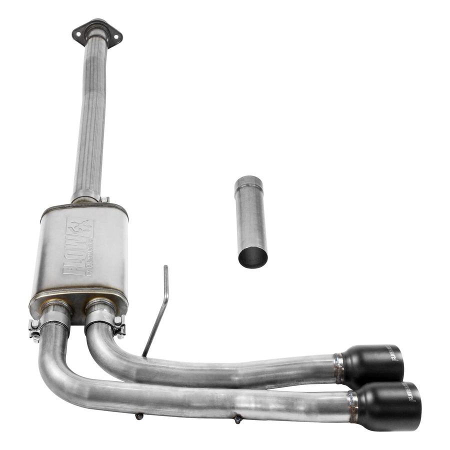 Flowmaster FlowFX 717785 Cat-Back Exhaust Kit Dual 2.5 Inch 409 Stainless Steel 4 Inch Black Ceramic Stainless Tips Compatible with 2015-2020 Ford F-150 2.7L 3.5L 5.0L Except Standard Cab Short Bed