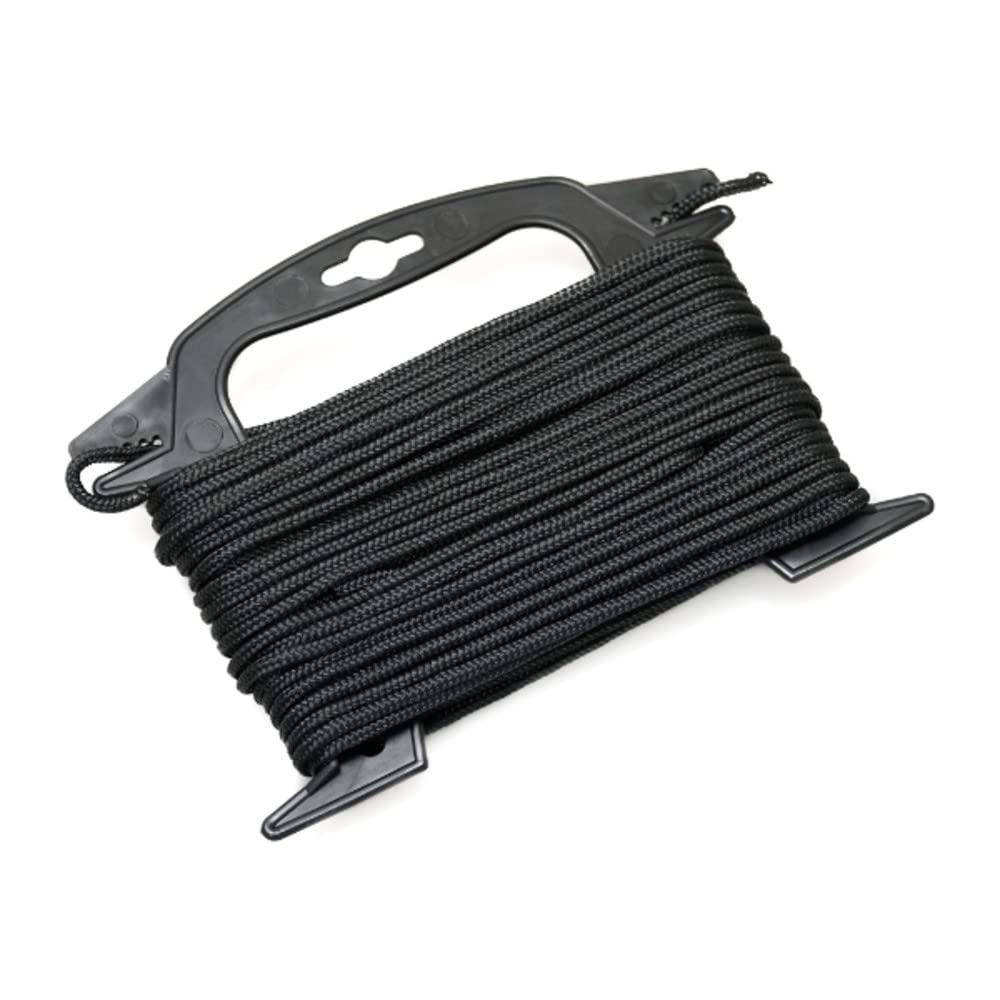 Nylon Rope Anchoring (Solid Black w/Winder, 75 Feet)