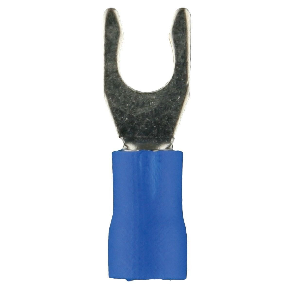Install Bay Blue Spade Terminal Vinyl Connector 16/14 Gauge #10 (100-Pack)